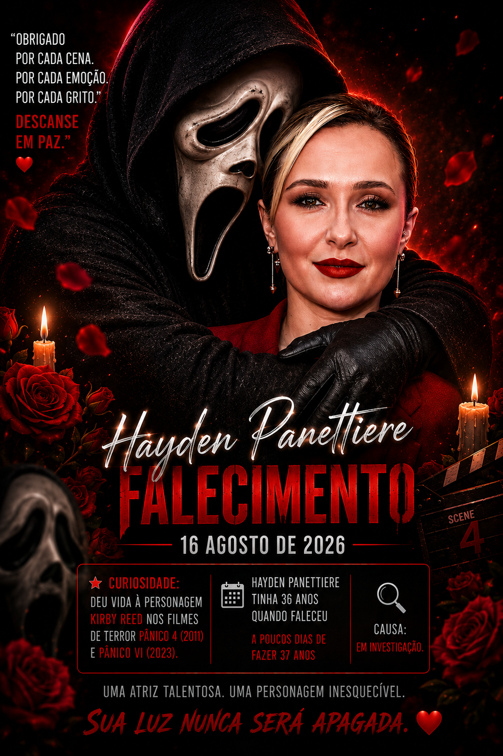 Atriz Hayden Panettiere, estrela de Heroes e Pânico, morre aos 36 anos
