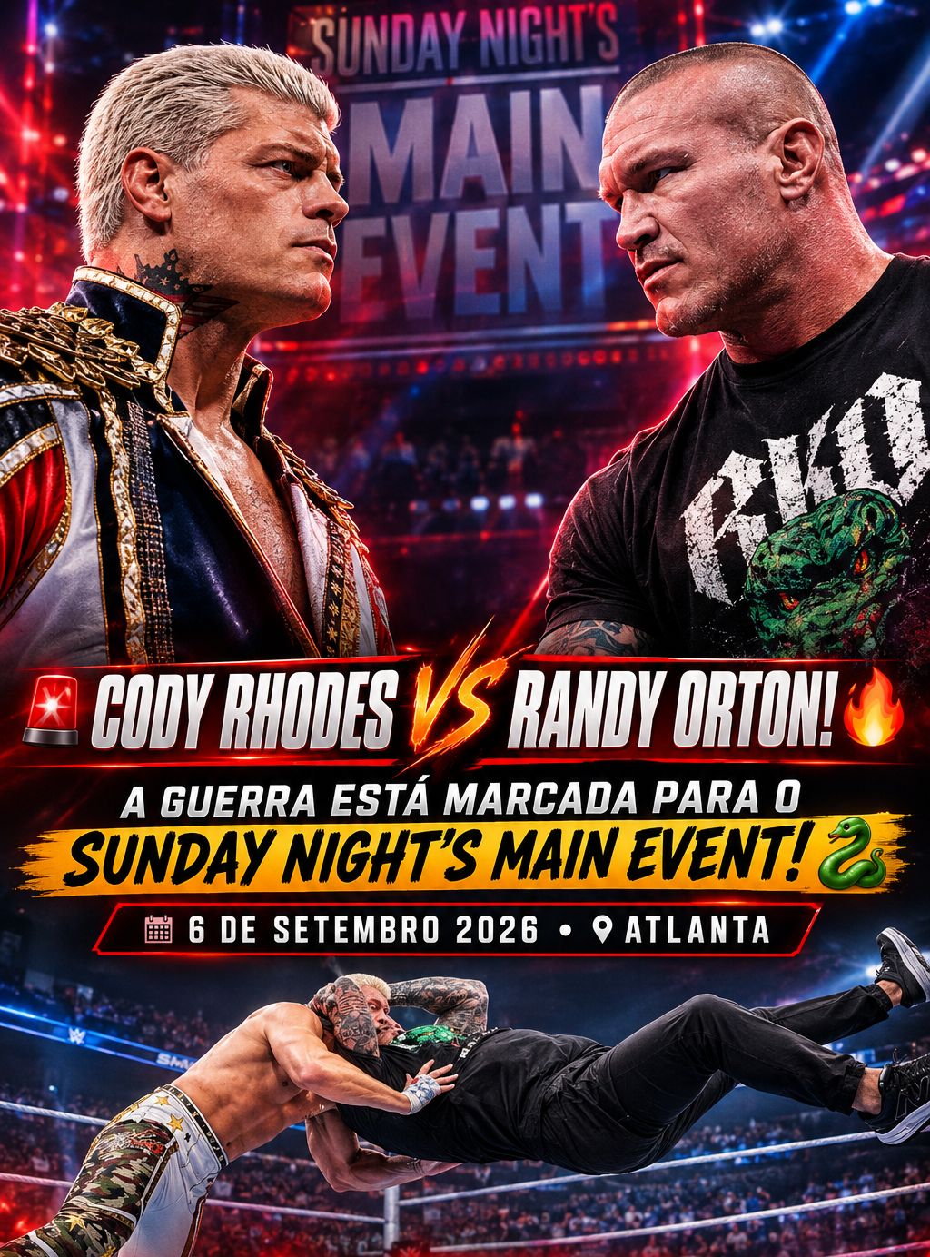 Cody Rhodes e Randy Orton travam duelo histórico na WWE em Atlanta