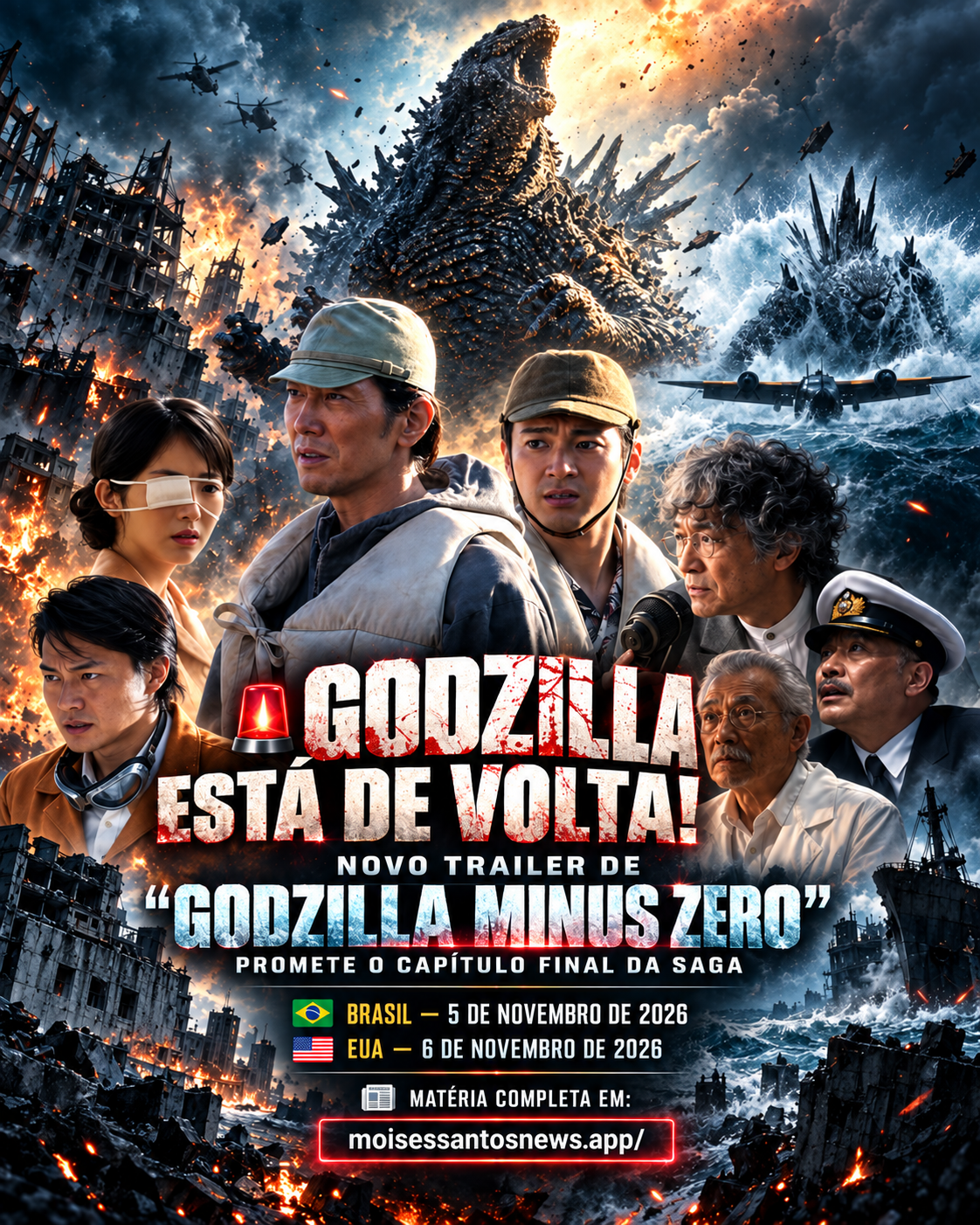 Godzilla Minus Zero ganha novo trailer e promete capítulo final da saga