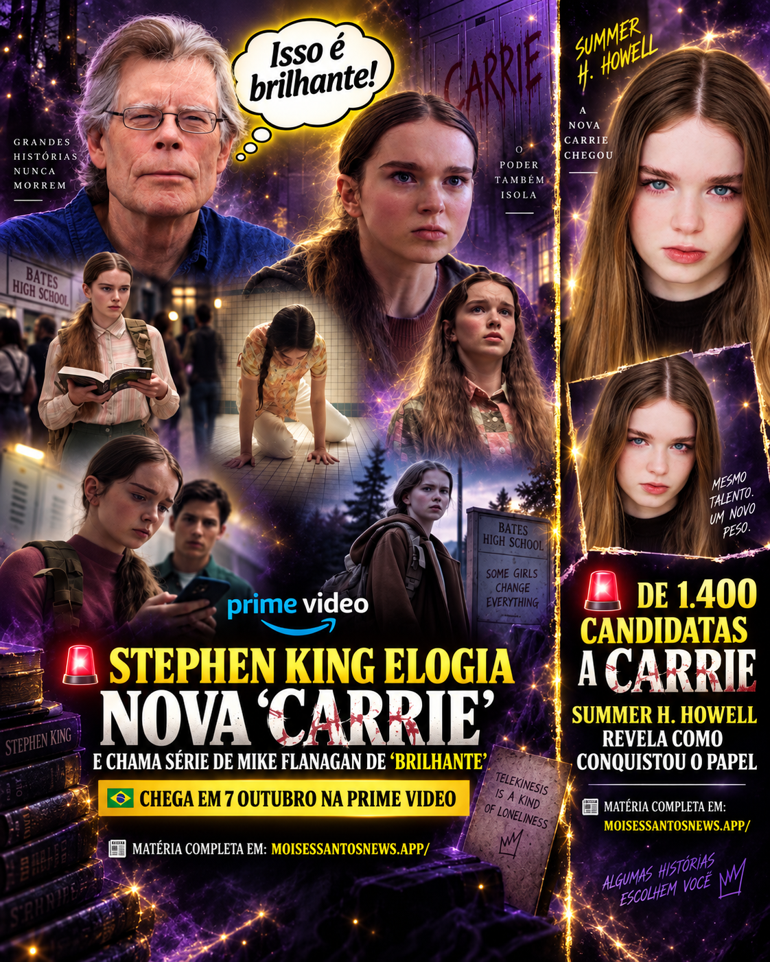 Stephen King elogia nova “Carrie” e chama série de Mike Flanagan de “brilhante”