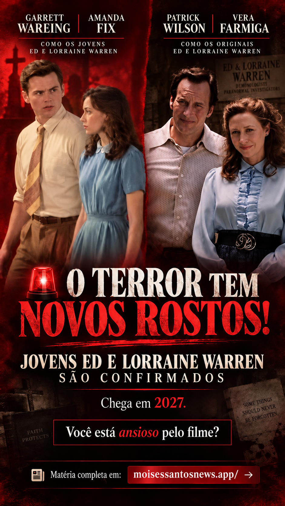 Invocação do Mal: Garrett Wareing e Amanda Fix serão os jovens Ed e Lorraine Warren no novo filme